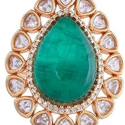 voylla Kundan Opulance Nawabi Green Ring |Women Statement Rings|Gold Rings For Women|Kundan Rings|Gift For Her|Women Gifts|Gift For Valentine|Valentine Gifts|Raksha Bandhan Gifts|Gift For Sister-picture-12