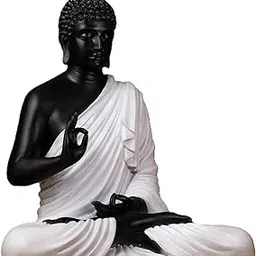 GM Art Decors 2 Feet Buddha Statue for Home Decor Big Size Idols Living Room Door Entrance Decoration Items Decorative Showpiece, Decor Items for Home and Office, 2FT Fibreglass, Buddha (Black White)-picture-28