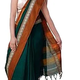 unnati silks Women Pure Handloom Narayanpet Cotton Saree with blouse piece and Tassels from the Weavers of Andhra Pradesh(UNM33759+Green+free size)-picture-13