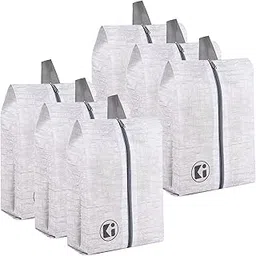 kuber industries Pack of 6 Travel Organizer | Toiletry Pouch with Chain | Travel Carrying Bag | Multipurpose Storage Organizer Bag | Shoe Cover for Travel-Hiking-Adventure | Jute-Print | Grey-picture-29