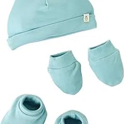 Cap, Mittens & Booties Combo set for Boys and Girls (Newborn to 3 months) 1 pack-image-12