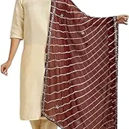 dupatta bazaar Women's Leharia Chiffon Dupatta with Gotta Patti Work-picture-45