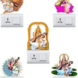 Divine Designs™ PVC Vinyl Self-Adhesive Maa Saraswati Switch Board Stickers for Living Room, Bedroom, Office Decoration (6.6 X 5.1 INCH) Pack 1-picture-19