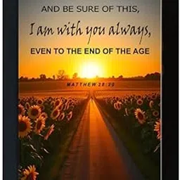 DAUGHTERS ART CERATION Inspirational Bible Verse Wall Art Frame, Matthew 28:20 Quote, Sunflower Sunset Design, Ready to Hang-picture-21