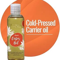 Aroma Magic Organic Castor Oil Adds shine & luster to hair, makes skin moisturized & supple, and promotes hair growth for Body, skin & Hair -100ml (Pack of 2) image 1