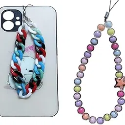 M.F.H Multi Color Multi Design Cute Fimo Beads Phone Chain Pearl Mobile Phone Charm Cell Phone Accessories for Women and Girls STAR AND MULTICOLOUR (PACK OF 2) COMBO-picture-46