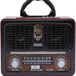 showkah® MEIER M-111BT Portable Antique Radio Nostalgic Wooden Retro FM Radio With AM | FM | SW Band Frequency, USB | SD | TF Card Slot, AUX and Bluetooth Remote Modern Feature Vintage Radio (Brown)-image-34