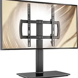 Universal Swivel TV Stand/Base Table Top TV Stand 27 to 55 inch TVs 80 Degree Swivel, 4 Level Height Adjustable, Heavy Duty Tempered Glass Base, Holds up to 99lbs Screens, HT04B-001-picture-15