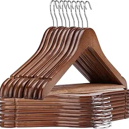 Natural Walnut Wooden Hangers - 20 Pack Heavy Duty Coat & Clothes Hangers for Closet-picture-29