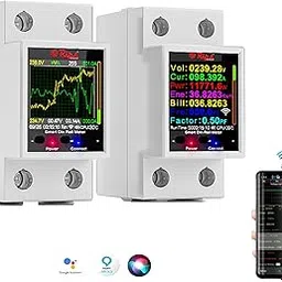 Rips Technology® :-AC Smart WiFi Energy Meter-(IoT) Color LCD|HIgh/Low Volt&OverLoad Protection+Timer- Siri/Alexa-Support-V-A-W-Kwh-Cost-Hz-PF-Temperature-Humidity-Timer (100A_MCB_Din Rail-2MD)-picture-53