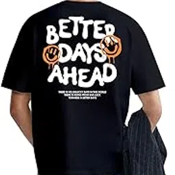 Oversized Printed T-Shirt for Men | Stylish Loose Fit Cotton Tshirt | Casual Baggy Half Sleeve Graphic Tee | Trendy Printed Tshirt for Men (Better)-image-2