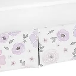 Sweet Jojo Designs Lavender Purple, Pink, Grey and White Girl Pleated Crib Bed Skirt Dust Ruffle for Watercolor Floral Collection - Rose Flower-picture-50