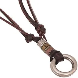rvm jewels Boho Mens Necklace - Double Ring Pendant with Adjustable Leather Cord, Stylish Men's Jewelry Accessory-picture-41
