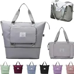 Shiva Creation & Collection Portable Womens Large Capacity Folding Travel Tote Bag/Oxford Fabric Waterproof Lightweight Foldable Duffel Bag Portable Expandable Travel Bag/Dry and Wet Carry On Bag-picture-21