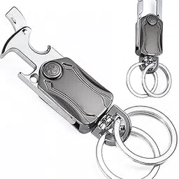 touchcart 5-in-1 Multifunction Keychain for Men - Heavy Duty Dual Ring Metal Key Chain with Cutter, Bottle Opener, Mobile Holder, 360° Spinner, Outdoor Carabiner for Car, Bike, and Portable Use.-picture-54