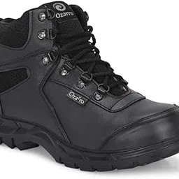 Ozarro Unisex Black Genuine Leather Steel Toe Safety Shoe Work Boot M4442,09-picture-54