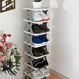 Vertical Shoe shelf Organiser, 6-Tier Space Saving Storage Stand, White and Grey-picture-19