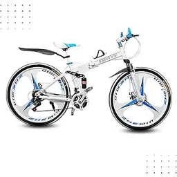 QUESEC Bikes X6 Series Premium 26inches 3 Spoke BM Foldable Cycle - 21 Gear Men's MTB Mountain Bike with Disc Brake Lightweight Bicycle - White-image-4