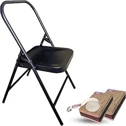 Streetup India® Iyengar Yoga (Backless) Chair with Belt and Eva Foam Blocks for Iyengar Yoga Black image 1