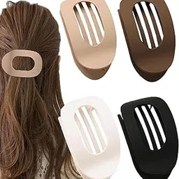 4PCS Duckbill Clips for Hair, Elegant Hair Accessories for Women and Girls, Non-Slip Hair Clips for Half-Up, Ponytails & Updos, 3.74x2.16in, Beige, Black, White, Brown-image-0