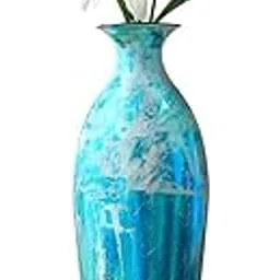 Plastic Decorative Flower Vase with Artificial Tulip & White Flowers | Tall Floor Vase for Home, Living Room, Office & Hotel Decoration | Modern Designer Vase for Indoor Decor (Sea Green)-image-53