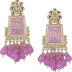 ornaora Heritage Square Motif Dangler Earrings for Women & Girls – Traditional Art Bead Drops, Premium Ethnic Jewelry Set, Multicolor Options-picture-32