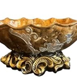Antique Decorative Metal Bowl with Silver Floral Design | Centerpiece for Home Décor-image-44