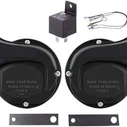 B.K ACCESSORIES Bike Skoda Type wind tone Horn with Relay (12V) | Universal Fitting All Bike,Scooter,Car Models-picture-25