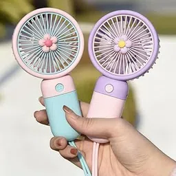 Portable Mini USB Fan, 2 Pack, Handheld Desktop Personal Cooling Fans with Flower Design, Purple and Mint Green, Rechargeable Battery Operated-image-57