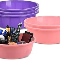 Homestic Pack of 6 Desk Organizer | Stationery Organizer | Multipurpose Storage Organizer | Office Supplies for Pen-Pencil-Staplers | Desktop Organizer | 6 LTR | Purple & Light Pink-image-40