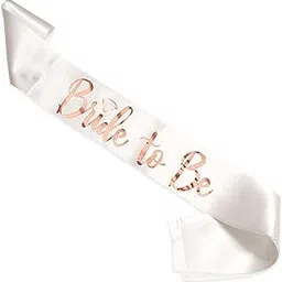 WOBBOX Bachelorette Party Sash For Bride & Groom, Bride To Be Sash, Briadal Shower Sash, Team Bride Sash, Bachelorette Party Decoration Items- White Rose Gold Foil Big Text Bride to be-picture-32