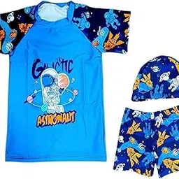 THE MORNING PLAY Morex Kids Boys 3-Piece Swimming Costume Set, T-Shirt, Shorts and Cap, Unisex-picture-17