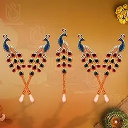 UrbanShilp Pooja Tilak Stick Meenakari Colorful Diamond Tilak Sticks Peacock Shape Tilak Stick, Pooja Thali Item (Pack of 5 Sticks)-picture-26