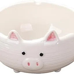 CosmoMart® Cute Pig Ceramic Ashtray Ash Holder Living Room Decor Gift White 12x7cm-picture-44