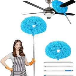 QUEBERS Fan Cleaner Brush with Long Rod | Microfiber Feather Duster with Extension Pole | Washable, Adjustable Duster for Ceiling Fans, Window Blinds, Cobwebs & Furniture Cleaning-image-84