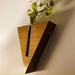 Labzio Home Stylish Wooden Triangle Flower Vase with Glass Test Tube – Modern Diwali Decor for Homes, Offices, Cafes – Elegant Indoor Floral Display & Festive Gifting-picture-15