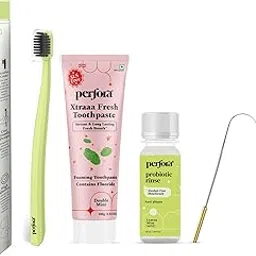 Perfora Economical Combo - Pack of 4 | Dream White Toothbrush(Green), Lemon Mint Mouthwash, Xtraaa Fresh Toothpaste & Tongue Cleaner | Super Soft Bristles | SLS Free Toothpaste |Alcohol Free-picture-16