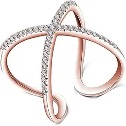 Valentine Gift for Girlfriend Latest Stylish Rose Gold Plated Adjustable Solitaire Ring for Women and Girls (r9818r)-image-78