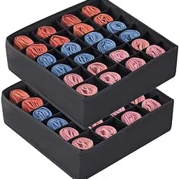 24 Cell 2 Pcs Undergarments Organizer For Women Socks Organizer For Wardrobe Men, Socks Organizer For Wardrobe, Underwear Organizer, Bra Panty Organizer For Wardrobe (Black)-picture-67