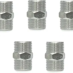 MHS Heavy Duty Stainless Steel Hex Nipple Pipe Fitting Tube Connector 1/2 Inch (Pack of 5)-picture-17