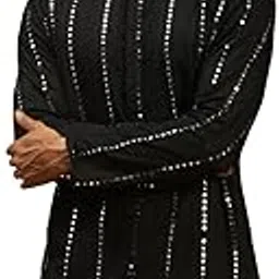 vastramay Men's Viscose Kurta | Mirror Work Embellished Viscose Kurta for Men. | Timeless Elegance for Festivals & Events | Classic Design, Premium Comfort, and Versatile Style-picture-29