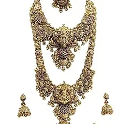 KGR Splash Lakshmi Mandala M ulticolor Stones & Peacock Design Necklace, Aram, Nettichuti, Earrings & Kamarbandh Full Bridal Set-picture-13
