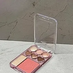 Multi-Palette Makeup Set with Eyeshadow, Blush and Highlighter, Heart Design, Pink Case-picture-36