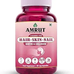 AMRUT AYURVEDA Biotin & Collagen Capsules | Supports Healthy Hair Growth, Skin Glow & Nail Strength | Vegan & GMP Certified | 60 Capsules-image-87
