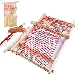 Kissbuty Wooden Multi-Craft Weaving Loom Large Weaving Frame 9.85x 15.76x 1.3 Inches to Handcraft for Kids and Beginners (Wooden)-image-59