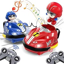 Dwi Dowellin 2 Pack Remote Control Cars, RC Cartoon Bumper Car Toys for Kids, with Light&Music&Sound Race Cars for 2 Player Racing Together, Christmas Birthday Gift for Toddler Boy, Girl 3+ Year Old-image-7