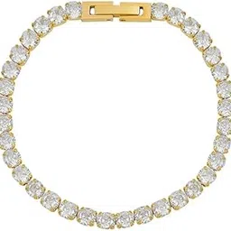 aaishwarya 18K Gold Plated Tennis Style Oval Zircon Bracelet |Bracelets for Women and Girls | Anti-Tarnish Jewels Wrist Chain | Elegant Jewelry Gift | Bling Party Accessory-picture-56