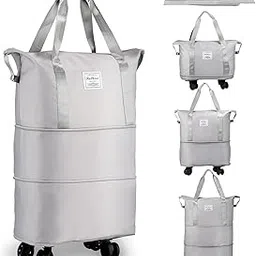 luteti Foldable Duffel Bag Expandable Travel Bag with Removable Wheels Weekender Travel Bag Carry On Bag Camping Bag-picture-28