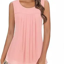 timeson Women's Sleeveless Chiffon Tank Top Double Layers Casual Blouse Tunic image 1