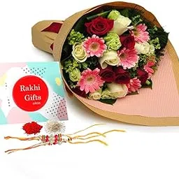 EG2i Classic Fresh Mixed Rose Flower Floral Bookey With Roli, Chawal & 4 Rakhi Set for Brother & Sister Gift| Special Bunch Hamper for Happy Rakhi Celecbration|Real Bouquet Flowers | Same Day Delivery-image-24